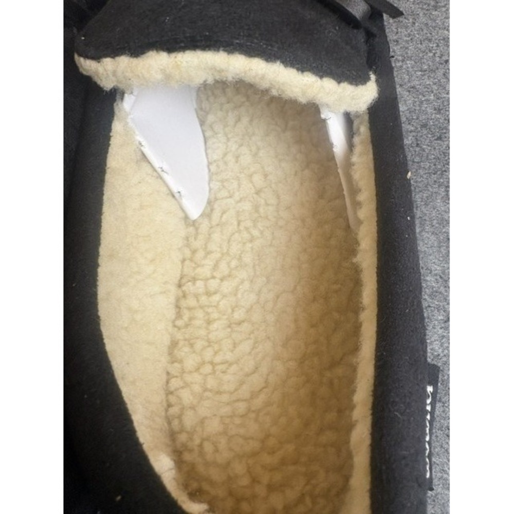 Isotoner Men's Moccasin Slippers Black Suede Gel Infused Memory Foam LG 9.5-10.5 - Picture 4 of 6
